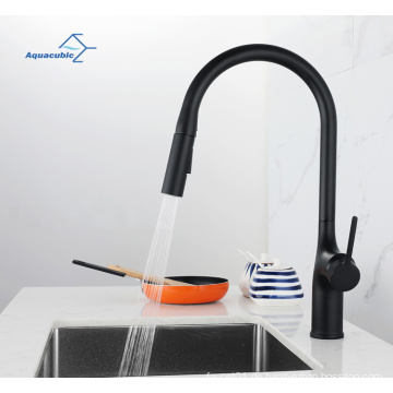 304 Edelstahl Heißer und kaltes Wasser Flexibler Schlauch für Küchenarmatur mit Auszug Auszug Schwarz Farbe Küchenspüle Hahn